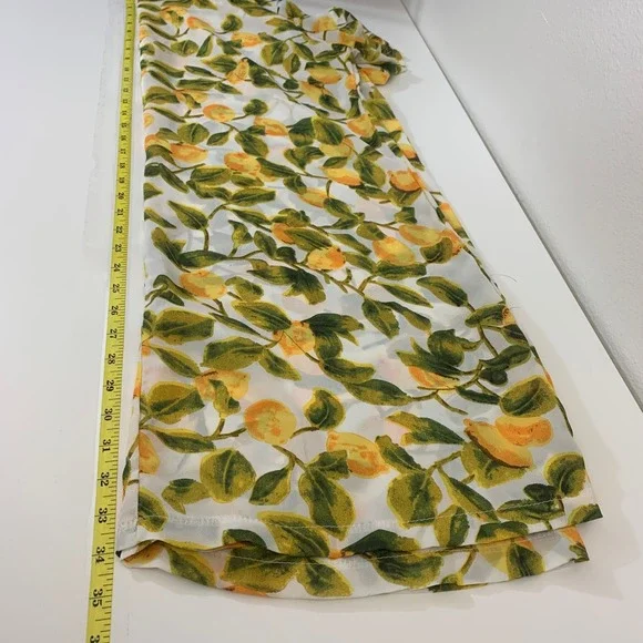 Boohoo Women's Size 12 White Lemon Print Short Sleeve Shift Dress Garden Picnic - Picture 4 of 7